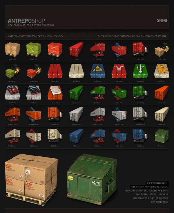 超酷大货柜主题图标（png&ico）