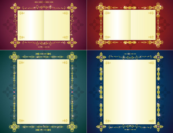 华丽金色花边边框矢量素材-7