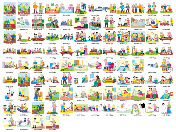 老年人生活矢量素材100个