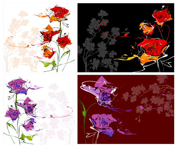 梦幻花朵矢量素材-8