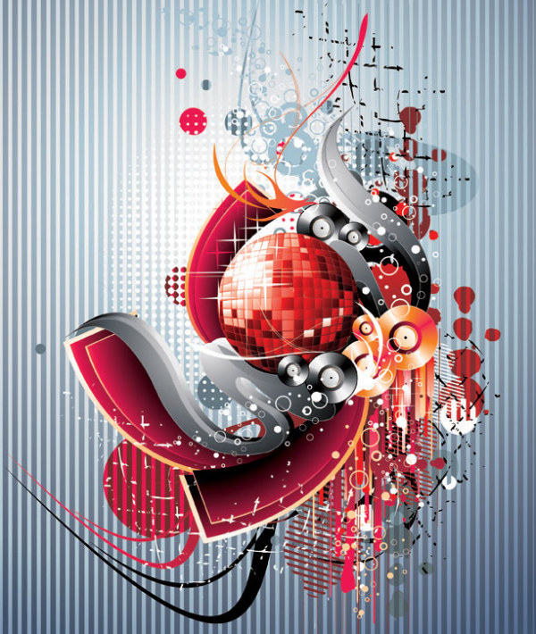 潮流disco元素矢量素材-3