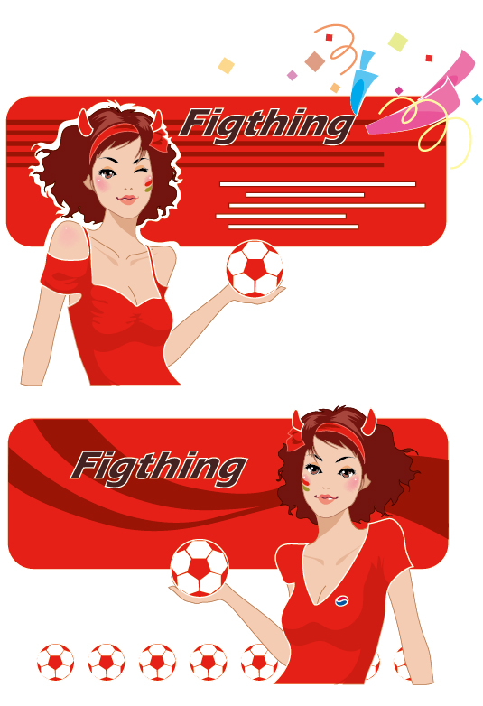 热辣足球宝贝矢量素材