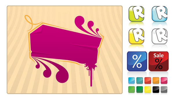 3款装饰按钮或图形矢量素材