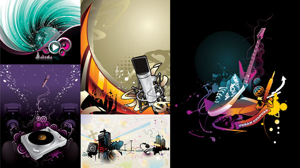 5款潮流音乐插画矢量素材