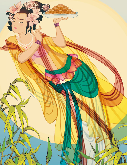 中秋嫦娥仙女矢量素材-5