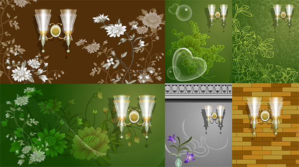 花纹壁灯矢量素材