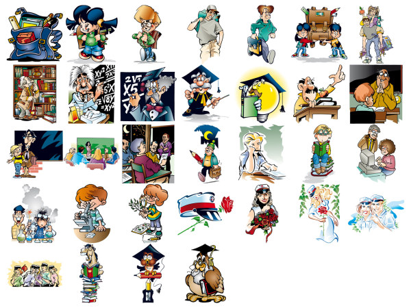 学校主题卡通插图矢量素材