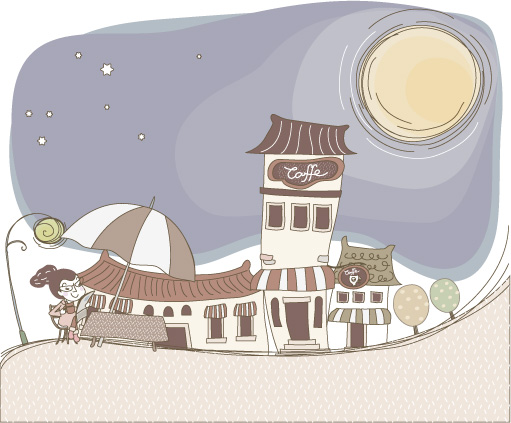 可爱线条插画矢量素材-20