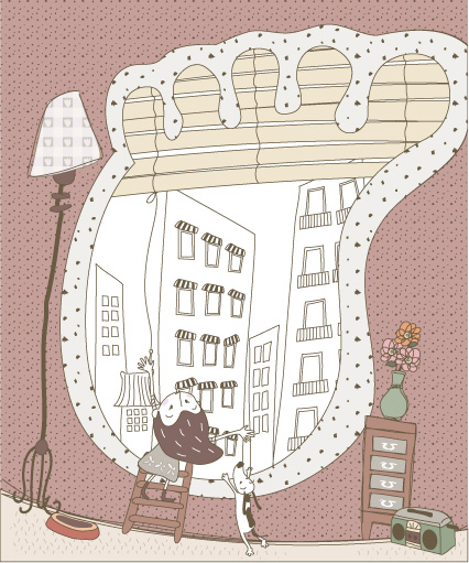 可爱线条插画矢量素材-52