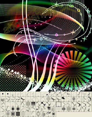 超迷人、高清&mdash;&mdash;七彩丝线光、造型光笔刷