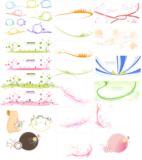 6套简约花边花纹矢量素材