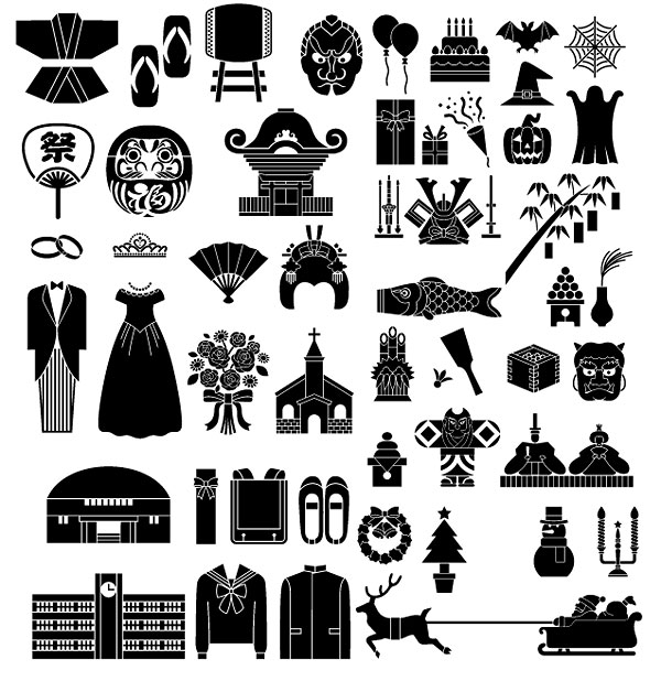 各种剪影元素矢量素材-节庆（49个元素）