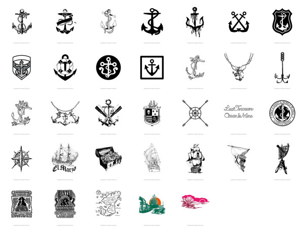 潮流航海主题矢量素材（33款）