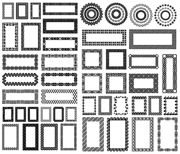各种剪影元素矢量素材-花边边框（55个元素）