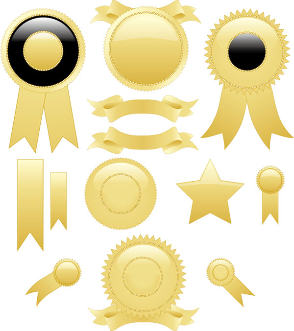 金色奖章元素矢量素材