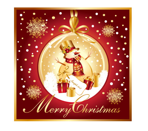 圣诞节雪人雪花矢量素材