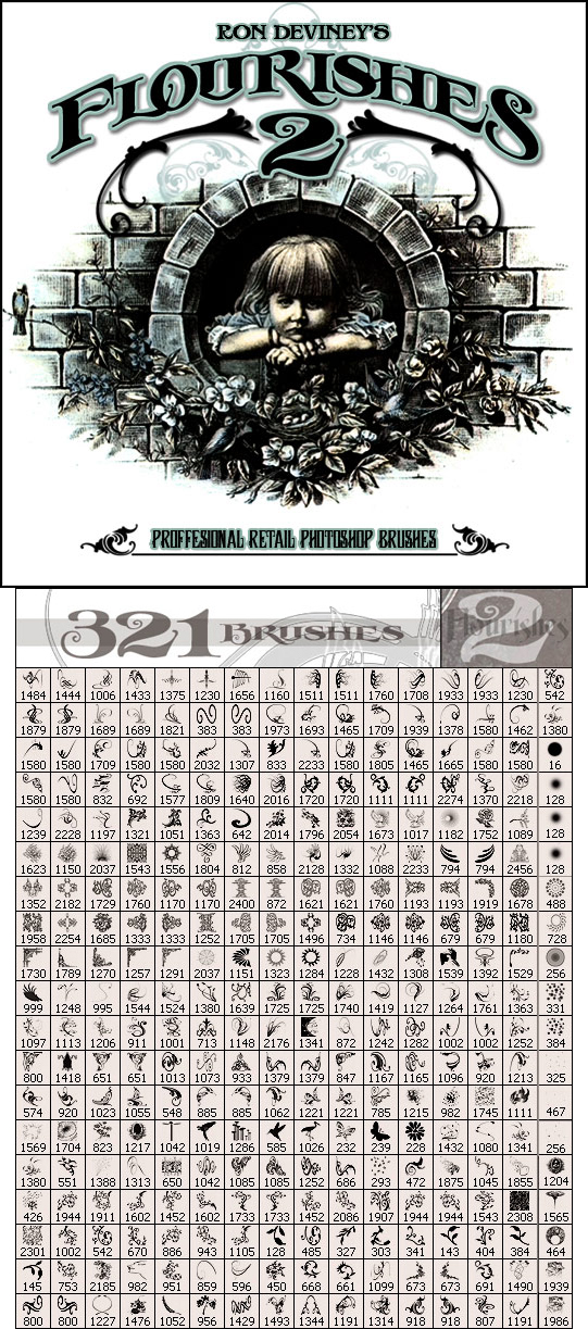 Rons 公司出品的高清晰雅致花纹、花边类PS系列笔刷（之二） 