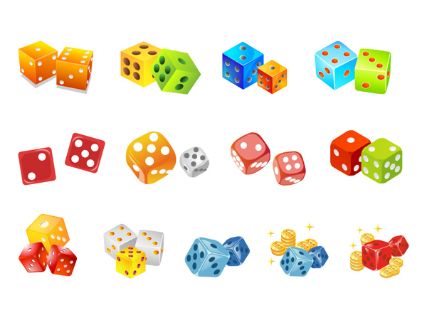 一套五颜六色的矢量筛子图标