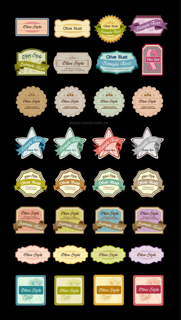 32款可爱标签礼品卡矢量素材