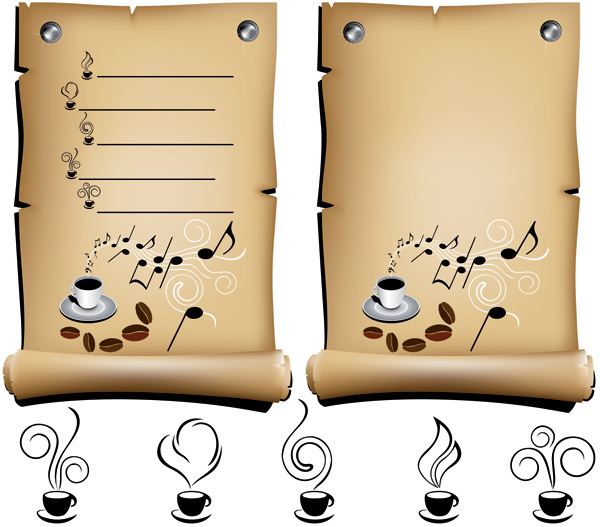 旧牛皮纸咖啡厅菜单矢量素材