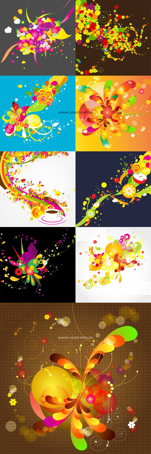 缤纷潮流图案背景矢量素材-上（9款）