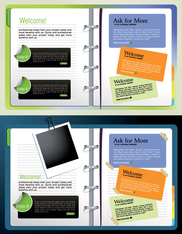 打开的记事本矢量素材