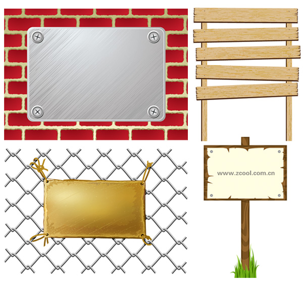 4个路牌指示牌门牌矢量素材