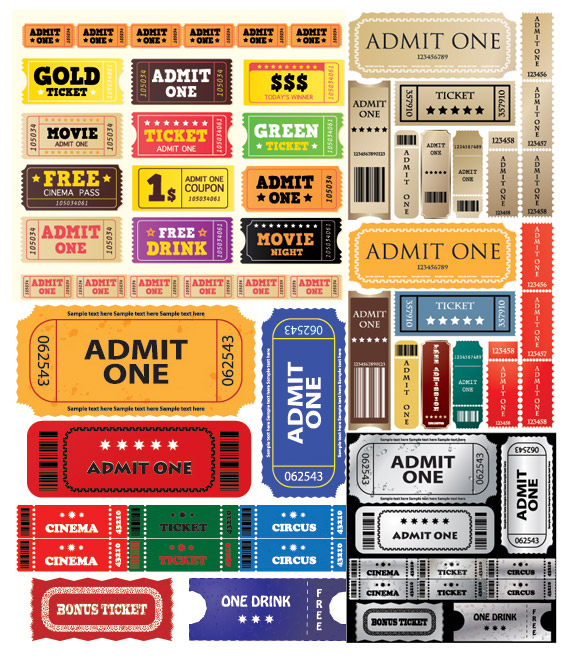 欧美电影票矢量素材