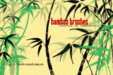高清晰竹子竹叶PS笔刷集（含MACO系统笔刷文件）