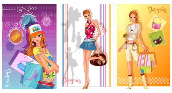 时尚购物美女矢量素材系列2