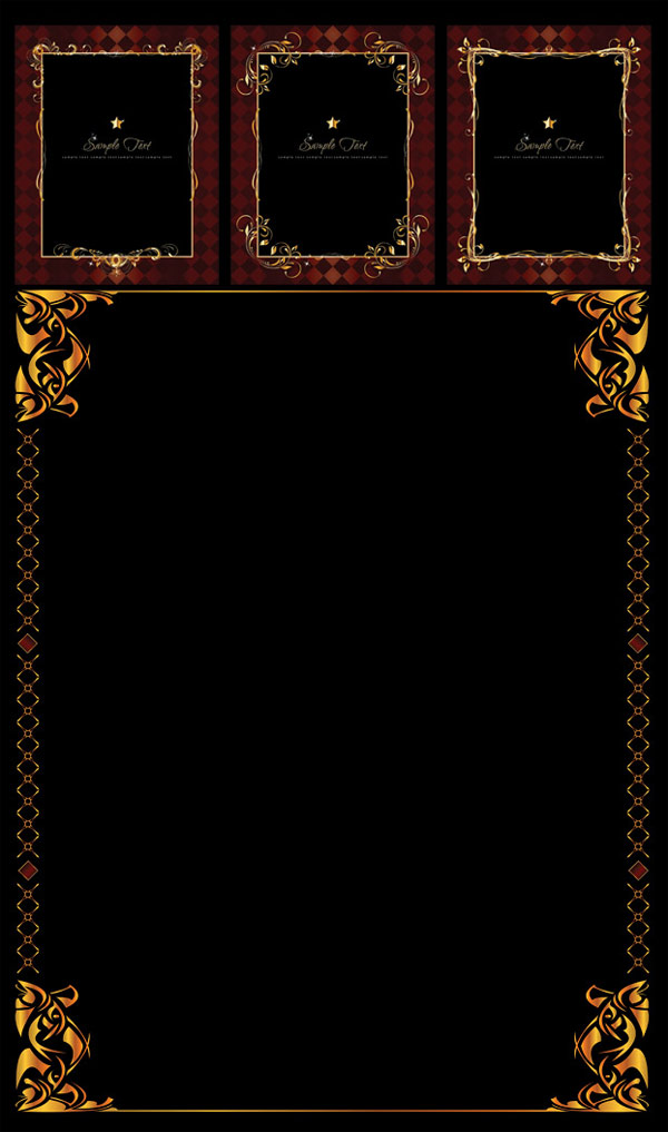 华丽金色花边矢量素材