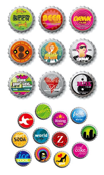 潮流瓶盖矢量素材