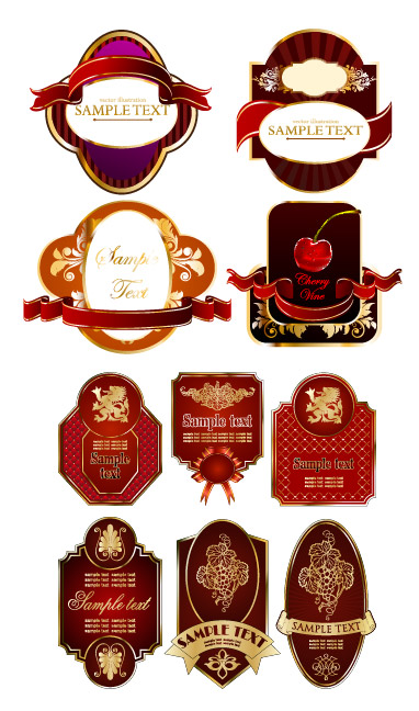 欧式华丽花纹label矢量素材
