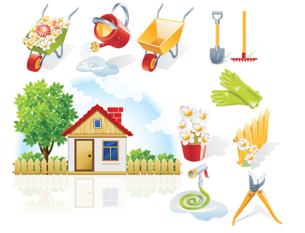 庭院元素矢量素材