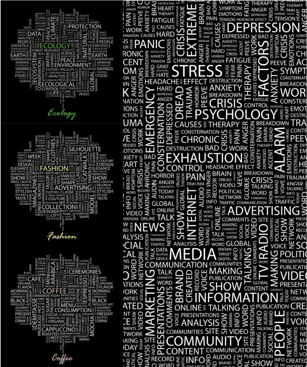 黑体英文单词矢量素材