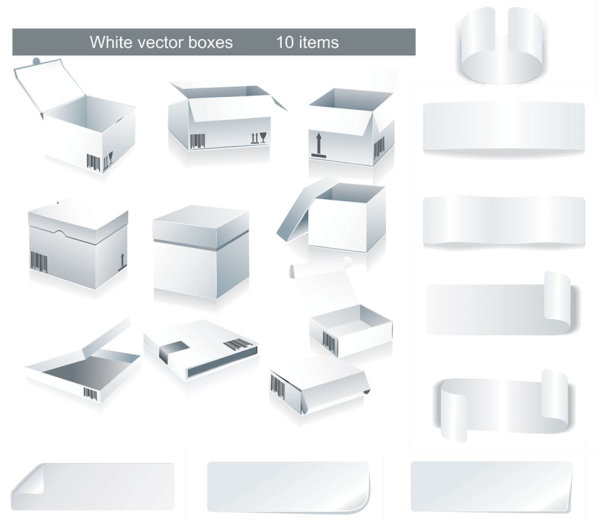 白色盒子&胶带矢量素材
