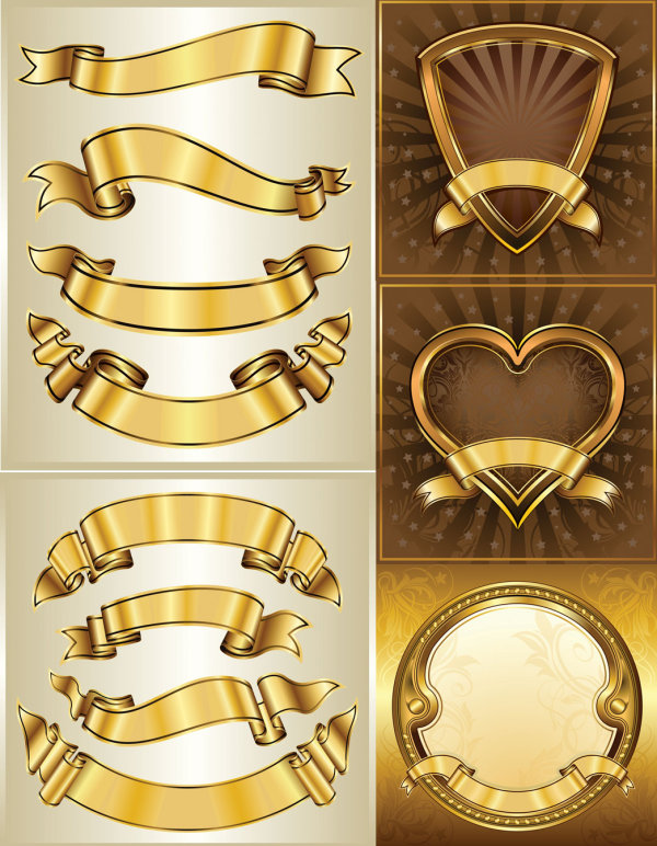 【金色条幅】banner矢量素材