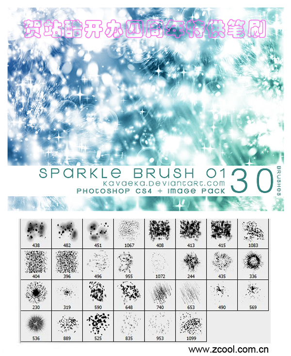 漂亮的装饰点缀高光PS笔刷&nbsp;(含PNG图像文件)