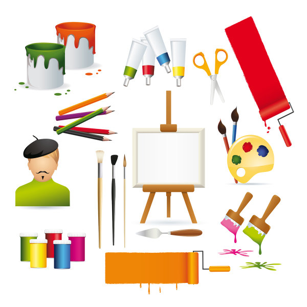绘画用品矢量素材 