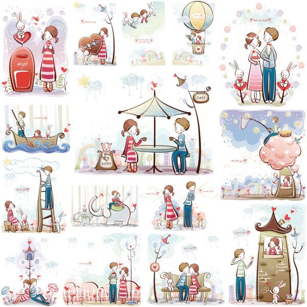 可愛小情侶矢量素材01-15