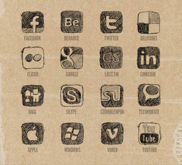 手绘灰暗风格图标