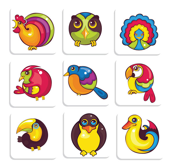 可爱的鸟类矢量素材