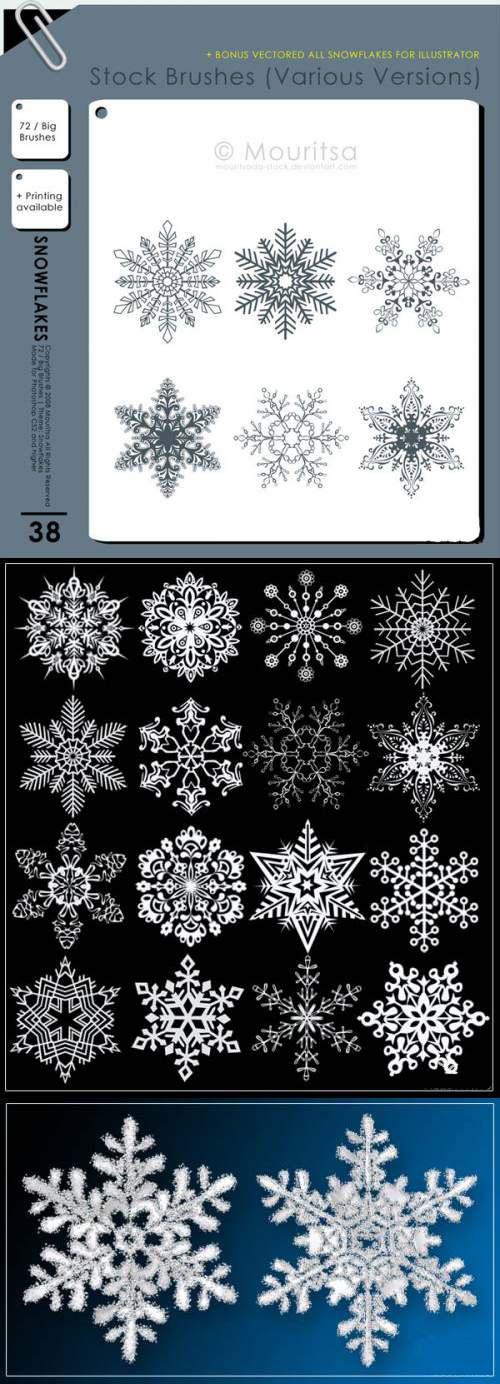 高清晰晶莹雪花PS笔刷（3）  