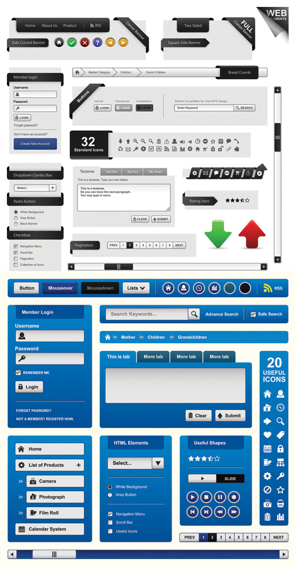 网页设计元素矢量素材