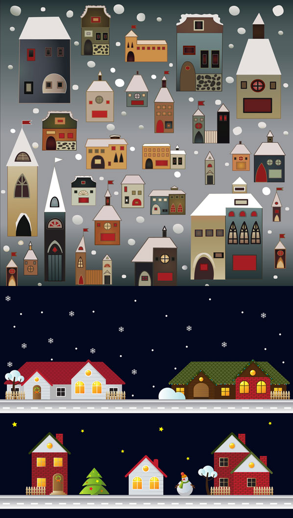 多款可爱的小洋楼矢量素材