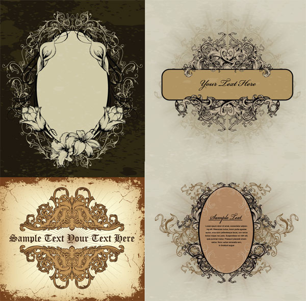 欧式华丽花纹矢量素材