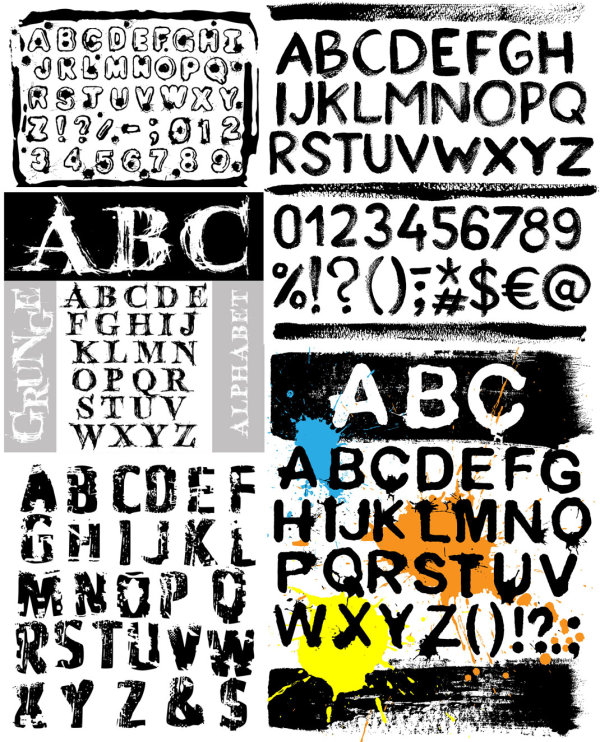 墨迹英文字母&mdash;&mdash;矢量素材