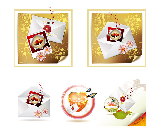 情人节信件矢量素材