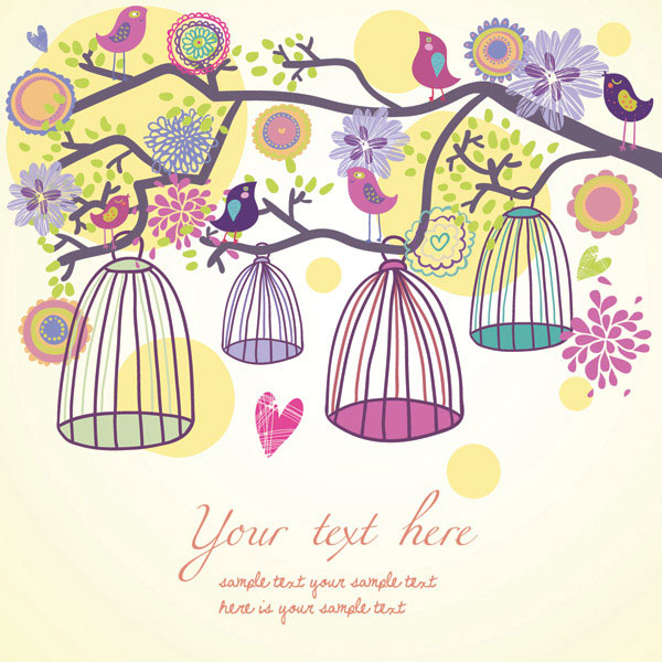 可爱小鸟矢量素材-1