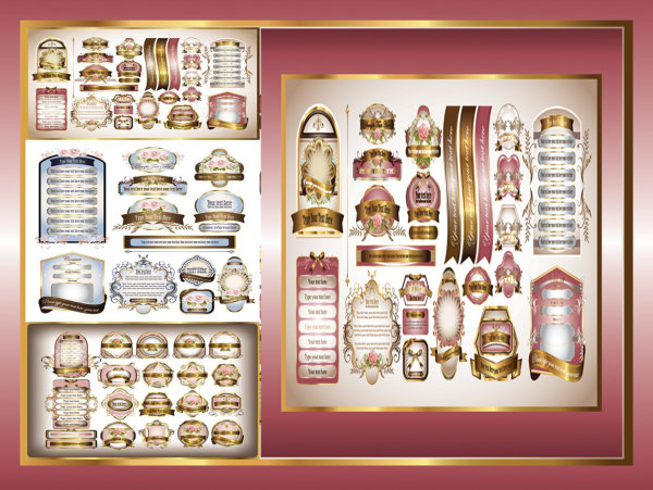 欧式标签贴纸矢量素材